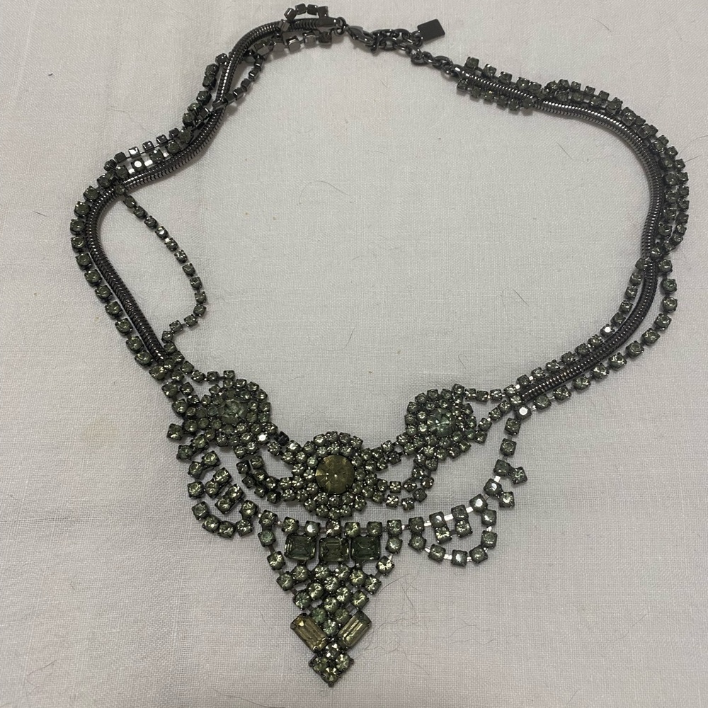 DANNIJO gunmetal crystal collar necklace